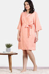 Zivame Checkered Sheen Woven Robe - Pink Sand — thumbnail 3